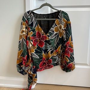 Club Monaco Tropical Wrap Top